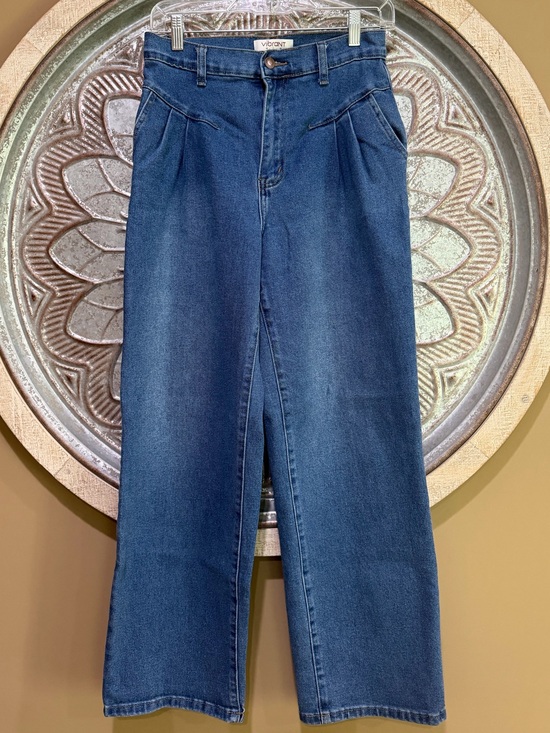 Vibrant Denim - Vintage Vibrant MIU 80s 90s Blue Straight Leg Jeans with Pleat Detail